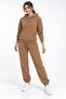 3 Thread Women's Brown Tracksuit Set with Fleece Inside and Hooded Kangaroo Pocket - 8