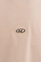 Men's Raven Embroidered Oversize Long Sleeve T-Shirt Light Beige - 8