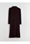 Half Crew Neck Knit Dress with Slit Detail - 2