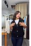 V-Neck Hair Braided Stone Buttoned Women's Knitwear Vest Cardigan - 2
