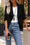 Women's Open Front Collar Long Sleeve Waist-Fitted Classic Stylish Suede Jacket