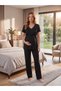 Alora Lace Detailed Satin Belted Maternity and Postpartum Pajama Set with 3 Pieces - 5