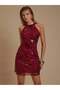 Rochie mini, vișiniu - 3