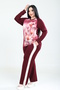 Plus Size Women's Flower-Patterned Stone-Embellished Osho Daily Comfortable Set - 6