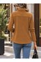 Women's Open Front Collar Long Sleeve Waist-Fitted Classic Stylish Suede Jacket - 4