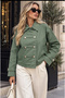 Women's Green Gold Button Detailed Shirt Collar Long Sleeve Jacket - 2
