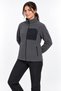Smoked Women's Fleece Jacket with High Collar and Front Pockets with Zipper - 6
