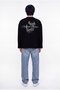 Men's Raven Embroidered Oversize Long Sleeve T-Shirt Black - 6