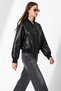 New Season Zr Rib Collar Bomber Women's Black Leather Jacket - 4