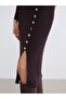 Half Crew Neck Knit Dress with Slit Detail - 7