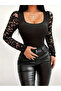Women's Long Sleeve Square Collar Ruched Viscose Blouse