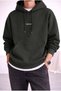 Men's Anthracite Natural 3 Thread Yarn Hooded Kangaroo Pocket Oversize Casual Hoodie Sweatshirt