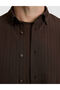 Dark Brown Regular Fit Striped Long Sleeve Shirt 50331443-Vr084 - 7