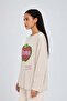 Cotton sweatshirt with text detail in beige - 3