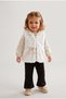 Girl's Plush Vest, Combed Cotton Polka Dot Shirt, 3-Thread Pants Winter Set M00872 White