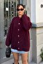 Women's Plum Button Detailed Ultra Soft Premium Knitwear Cardigan - 3