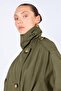 Women's Çağla Double-Breasted Trench Coat with Side Slits - 4