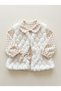 Girl's Plush Vest, Combed Cotton Polka Dot Shirt, 3-Thread Pants Winter Set M00872 White - 2