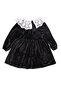 Lace Collar Soft Black Velvet Little Girl Dress - 7