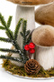Christmas Decorative 3-Piece Velvet Mushroom Figurine Small Ornament Cream 18 cm - 2
