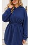 Women's Thessaloniki Fabric Hooded Mini Dress with Drawstring Waist - 2