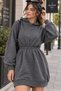 Women's Thessaloniki Fabric Hooded Mini Dress with Drawstring Waist - 2