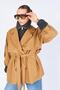Women's Tan Double-Breasted Collar Mid-Length Trench Coat - 4