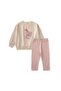 Printed Sweatshirt and Tights Thin Seasonal Set for 1-7 Years Old Ecru - 2