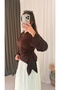 Drape Detailed Asymmetrical Blouse - 4211 - Bitter Brown (Os) - 3
