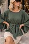 Women's Belted Bat Sleeve Poncho - 2