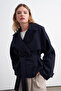 Double-Breasted Short Trench Coat