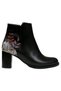 Women's Vegan Leather Black Heeled Bootie - Magic in the Air Design - 7