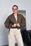 Women's Palermo Fabric Belt Detailed Short Trench Coat - 4