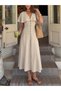 Rochie maxi, bej - 3