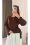 Drape Detailed Asymmetrical Blouse - 4211 - Bitter Brown (Os) - 2