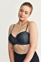 Push-Up Underwire Non-Padded Patterned Strapless Bra C17046 Anthracite - 7