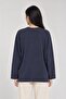 Embroidered and beaded detailed oversize sweatshirt indigo - 4