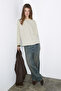 Basil women's oversize 100% organic cotton knitted long sleeve yellow striped t-shirt - 2