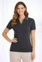 Knitwear Fabric Collared Buttonless Open Collar Corded Fabric Short Sleeve Regular Fit T-Shirt - Black - 3