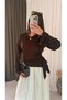 Drape Detailed Asymmetrical Blouse - 4211 - Bitter Brown (Os)
