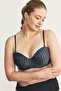 Push-Up Underwire Non-Padded Patterned Strapless Bra C17046 Anthracite