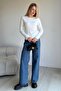 Women's Red Basic Knit Sweater with Cuff Buttons - 3