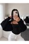 Women's Street Fashion Acrylic Crop Knitwear Cardigan Black