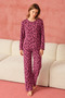 Women's Patterned Crew Neck Premium Lilac Pajama Set