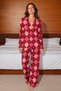 Women's Cotton Buttoned Red Pajama Set