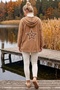 Camel Hooded Raglan Sleeve Zippered Pocket Star Appliqué Casual Tencel Woven Jacket 75 66 - 5
