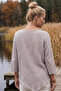 Gray Pool Collar 3/4 Sleeve Half Placket Pocketed Casual Muslin Asymmetrical Woven Blouse 70 65 - 8