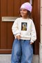 Girl's Cotton Crew Neck Sweatshirt with Pearl Earrings and Girl's Print