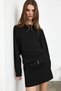 Margax Women's Organic Cotton Wide Long Sleeve Waist-Fitted Hem Seamless Black T-Shirt - 2