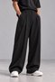Battal Size Men's Loose and Long-Legged Black Fabric Trousers